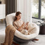 LIVARA EC1211 Technology Fabric Curved Board Wooden Legs Leisure Chair