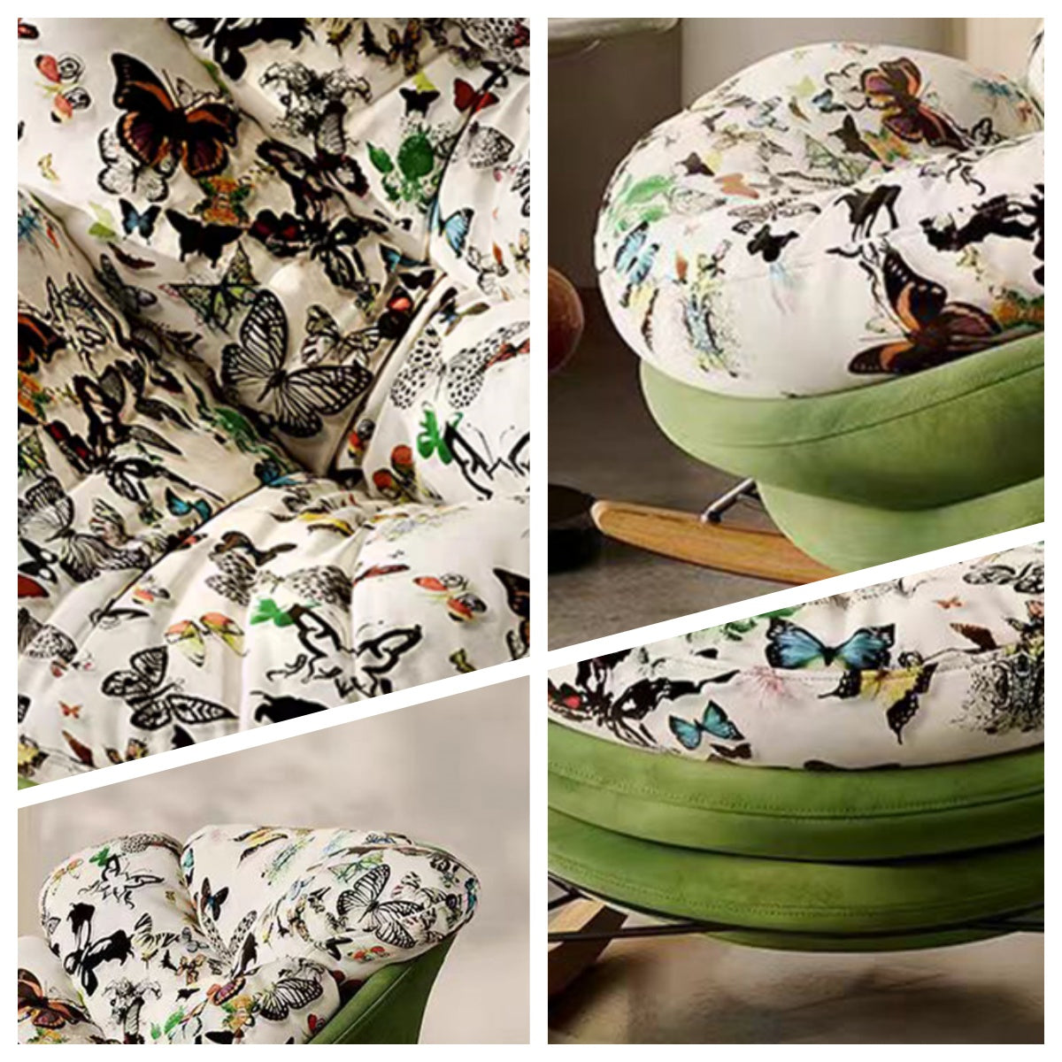 LIVARA EC1233 Bent Wood Frame Butterfly Print Leisure Chair