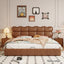 LIVARA Model-1060 150cm/180cm Waxed Leather Fabric Bed Solid Wood Frame