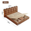 LIVARA Model-1060 150cm/180cm Waxed Leather Fabric Bed Solid Wood Frame