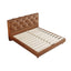 LIVARA Model-1061 150cm/180cm Waxed Leather Fabric Bed Solid Wood Frame