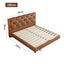 LIVARA Model-1061 150cm/180cm Waxed Leather Fabric Bed Solid Wood Frame