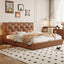 LIVARA Model-1061 150cm/180cm Waxed Leather Fabric Bed Solid Wood Frame