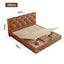 LIVARA Model-1061 150cm/180cm Waxed Leather Fabric Bed Solid Wood Frame