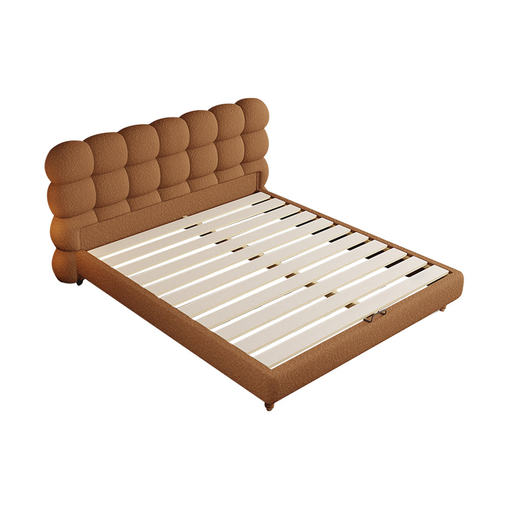 LIVARA Model-1062 150cm/180cm Lambswool Fabric Bed Solid Wood Frame