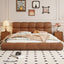 LIVARA Model-1063 150cm/180cm Waxed Leather Fabric Bed Solid Wood Frame