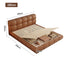 LIVARA Model-1063 150cm/180cm Waxed Leather Fabric Bed Solid Wood Frame