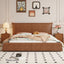 LIVARA Model-1068 150cm/180cm Waxed Leather Fabric Bed Solid Wood Frame