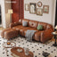LIVARA 260cm/290cm/330cm Length Oil Waxed Leather Fabric Sofa Solid Wood Frame