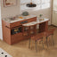 LIVARA Integrated Expandable Design Multifunctional Solid Wood Island Table With Rock Panel Dining Top