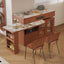 LIVARA Integrated Expandable Design Multifunctional Solid Wood Island Table With Rock Panel Dining Top