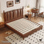 LIVARA Model-2002 150cm/180cm Waxed Leather Fabric Bed Solid Wood Frame