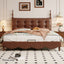 LIVARA Model-2003 150cm/180cm Waxed Leather Fabric Bed Solid Wood Frame