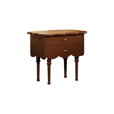 LIVARA Double Drawers Solid Wood Frame Bedside Table