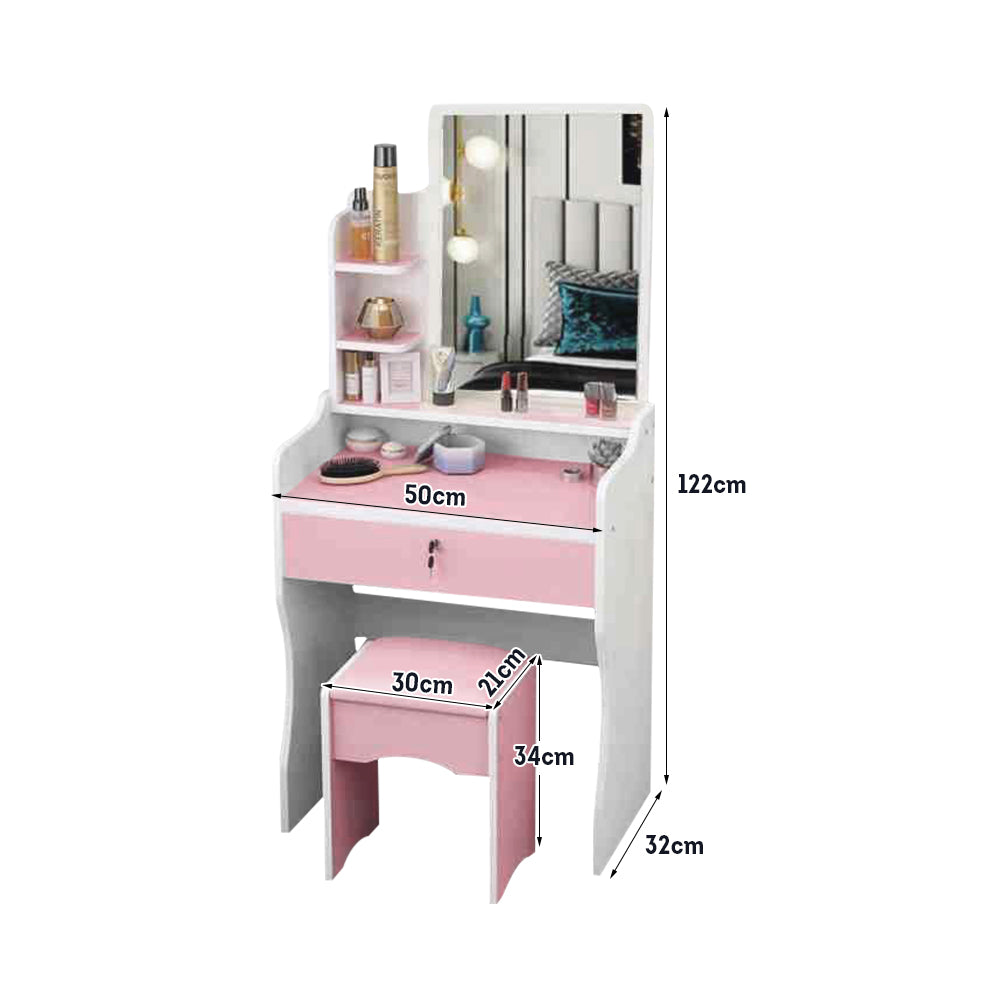 LIVARA 50CM Length Square Mirror Dressing Table With Stool