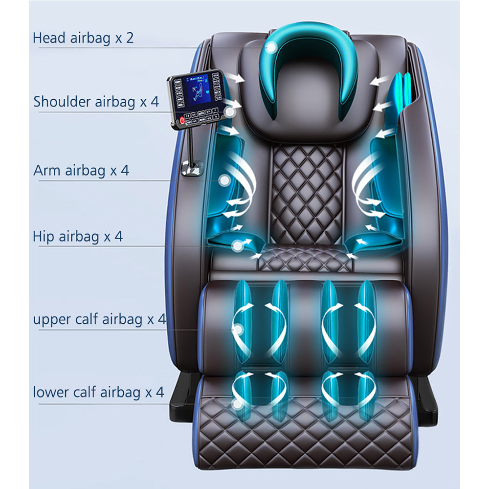 RELAXA MC-A6 Massage Chair with Zero Gravity Roller Wheels Underfeet -Blue