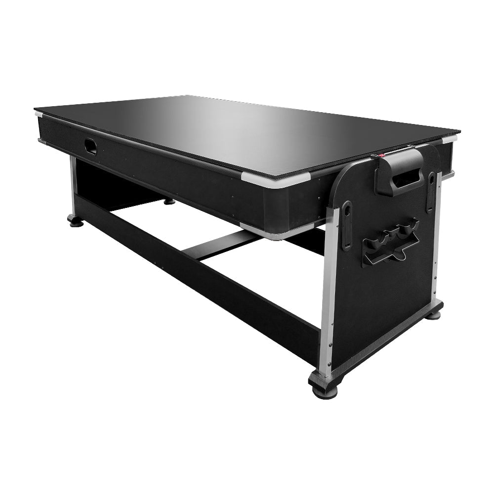 VERSA 4-IN-1 7Ft Convertible Table - Air Hockey, Pool Billiards, Dining, and Table Tennis for Billiard Game Rooms with Free Accessories - Black Felt