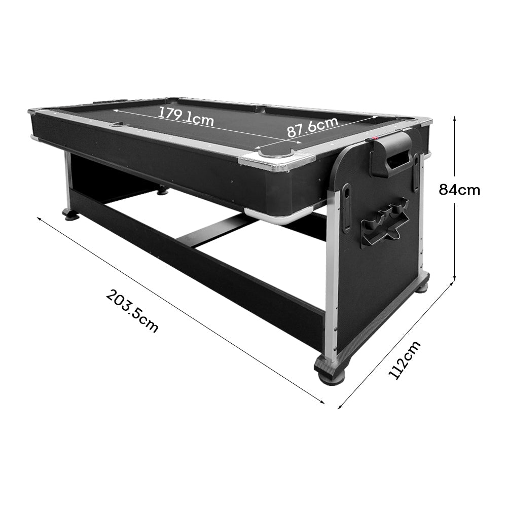 VERSA 4-IN-1 7Ft Convertible Table - Air Hockey, Pool Billiards, Dining, and Table Tennis for Billiard Game Rooms with Free Accessories - Black Felt