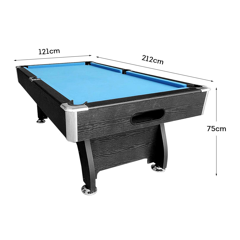 CUETIQ 7FT MDF Pool Snooker Billiard Table with Accessories Pack - Black Frame