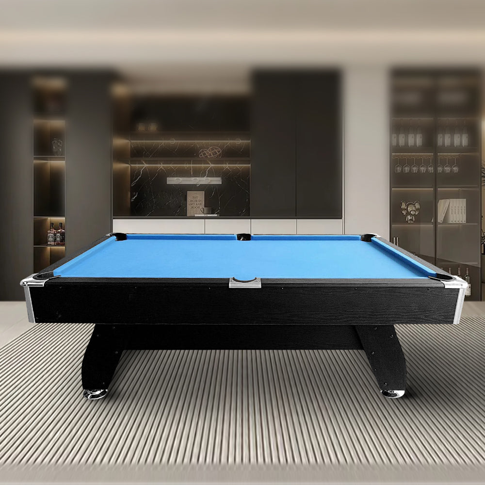 CUETIQ 7FT MDF Pool Snooker Billiard Table with Accessories Pack - Black Frame