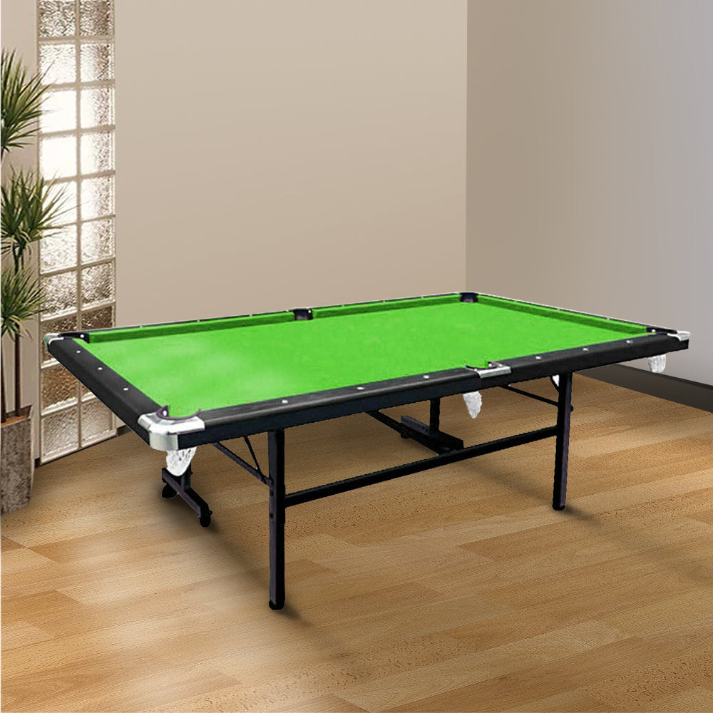 CUETIQ  8FT Foldable Pool Table Blue/Red/Green/Black Felt Billiard Table Free Accessory for Small Room