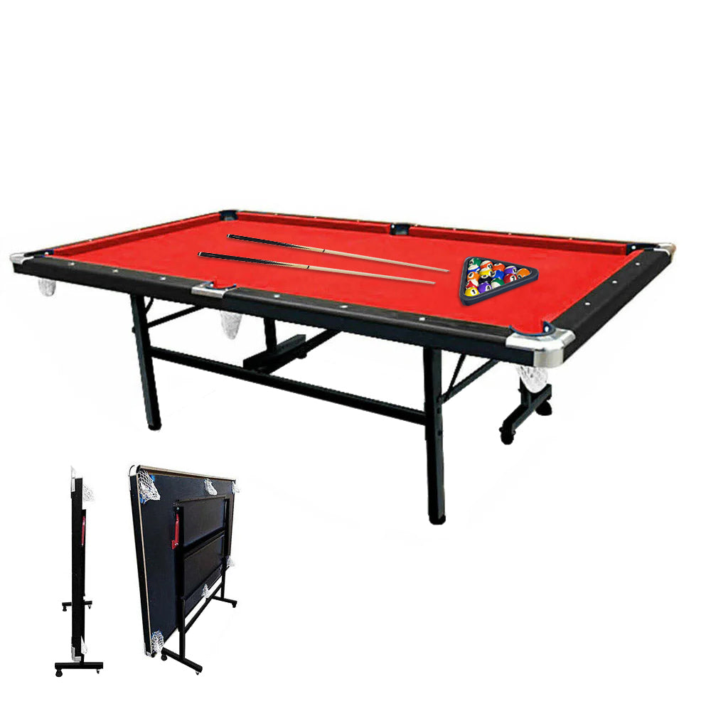 CUETIQ  8FT Foldable Pool Table Blue/Red/Green/Black Felt Billiard Table Free Accessory for Small Room