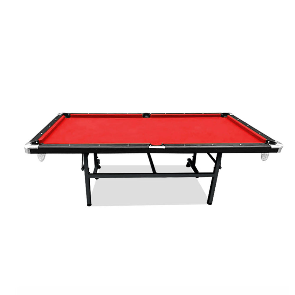 CUETIQ  8FT Foldable Pool Table Blue/Red/Green/Black Felt Billiard Table Free Accessory for Small Room