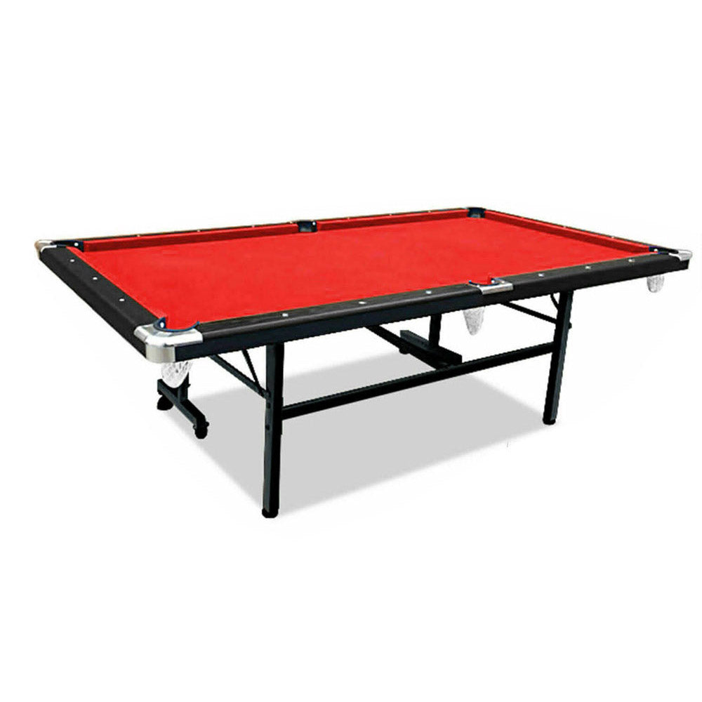 CUETIQ  8FT Foldable Pool Table Blue/Red/Green/Black Felt Billiard Table Free Accessory for Small Room