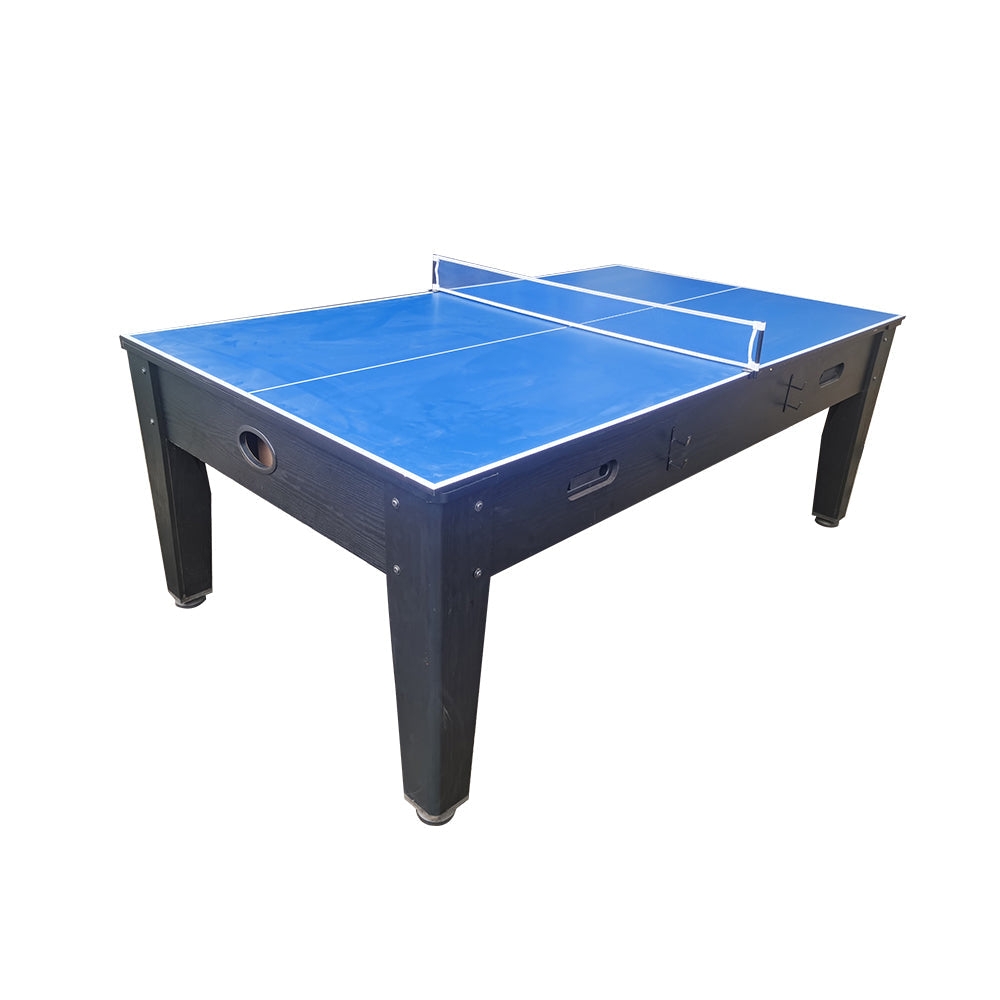 CUETIQ 7FT MDF 4-IN-1 Convertible Multi-function Table Free Accessories Air Hockey/ Billiards/ Dining table/ Table Tennis Table - Black&Blue