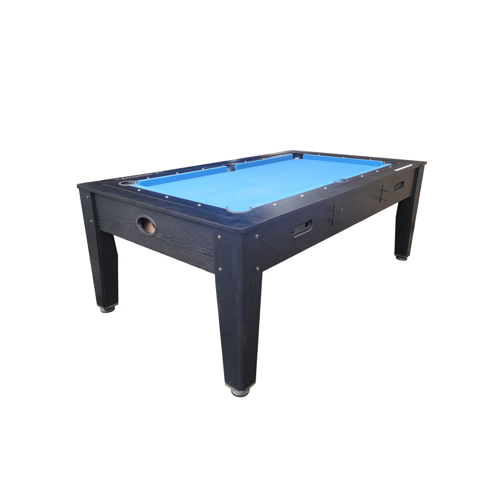 CUETIQ 7FT MDF 4-IN-1 Convertible Multi-function Table Free Accessories Air Hockey/ Billiards/ Dining table/ Table Tennis Table - Black&Blue