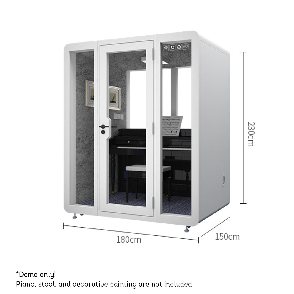 MODERA 1.8x1.5m Movable Soundproof Booth W/ Carpet - White