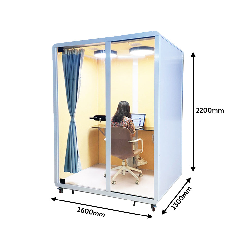 MODERA 1.3x1.6m Small Indoor Soundproof Office W/ Light - White