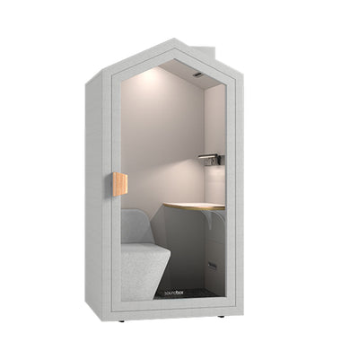 MODERA SF1103 1.1X0.9m Movable Soundproof Booth w/ Light, Desk, Sofa - Light Gray Indoor