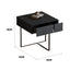 LIVARA NT1059 Faux Leather Finish Tempered Glass Solid Wood Drawers - Plywood Bedside Table