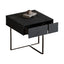 LIVARA NT1059 Faux Leather Finish Tempered Glass Solid Wood Drawers - Plywood Bedside Table