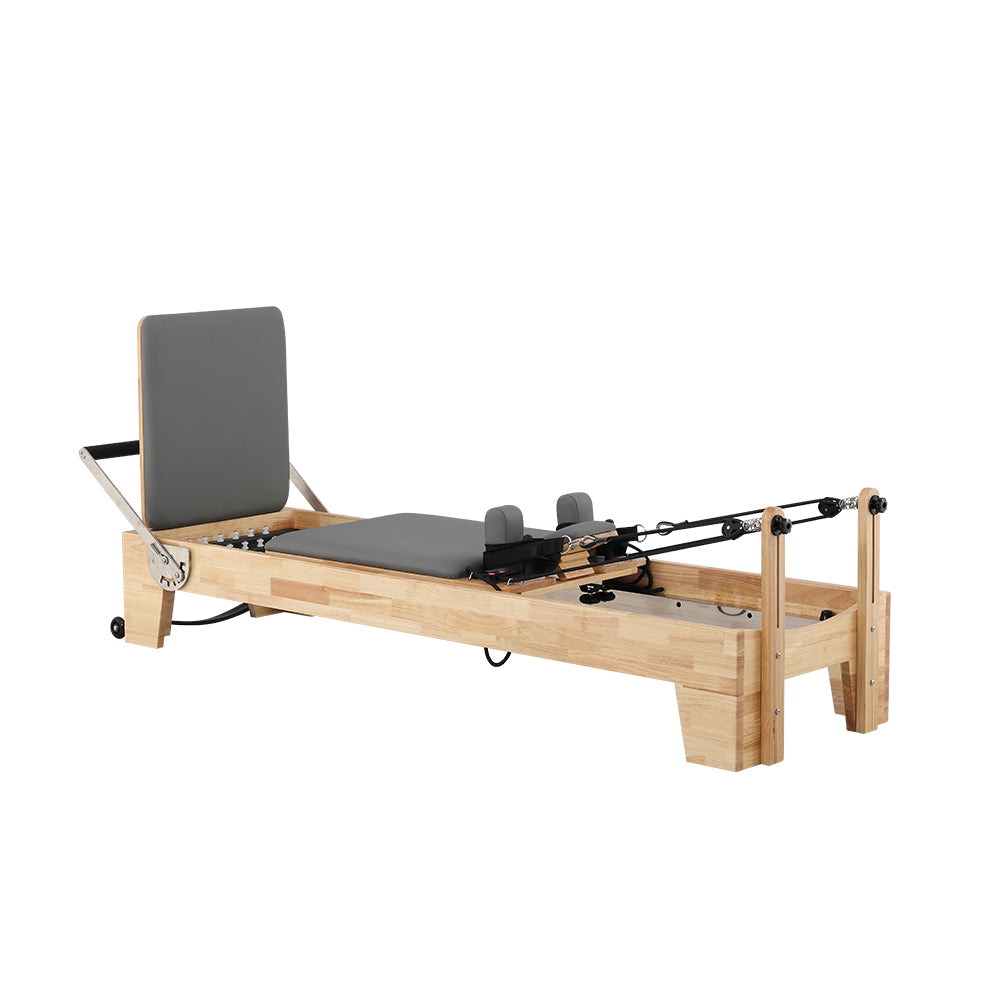 COREVA MN002 After Discount: $1432 Oak Wood Pilates Reformer Home Gym Train Equipment Machine - Grey