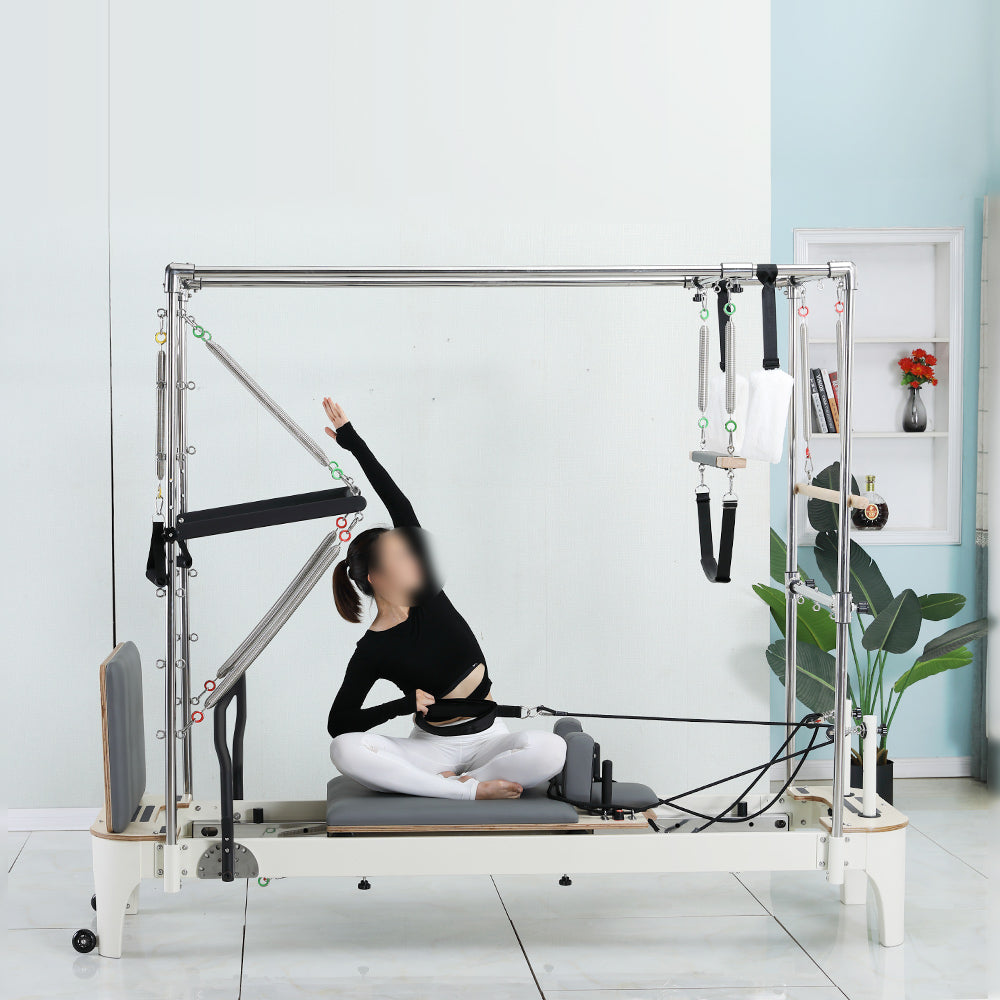 COREVA MN013 After Discount: $3696 2-IN-1 Trapeze Table Reformer Pilates Bed Home Gym Train Equipment Machine - White