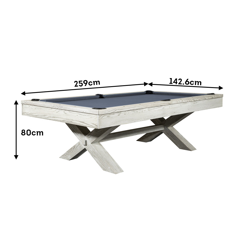 QUESLA WYJ004 8FT Slate Billiard Table w/ Free Accessories Pool Table - White&Grayish Blue