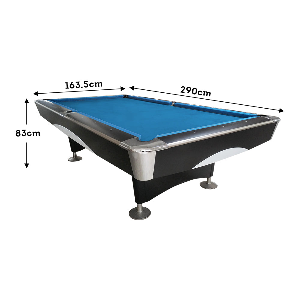 QUESLA 4D 9FT Slate Pool Snooker Table Billiards Table - Oak&Blue