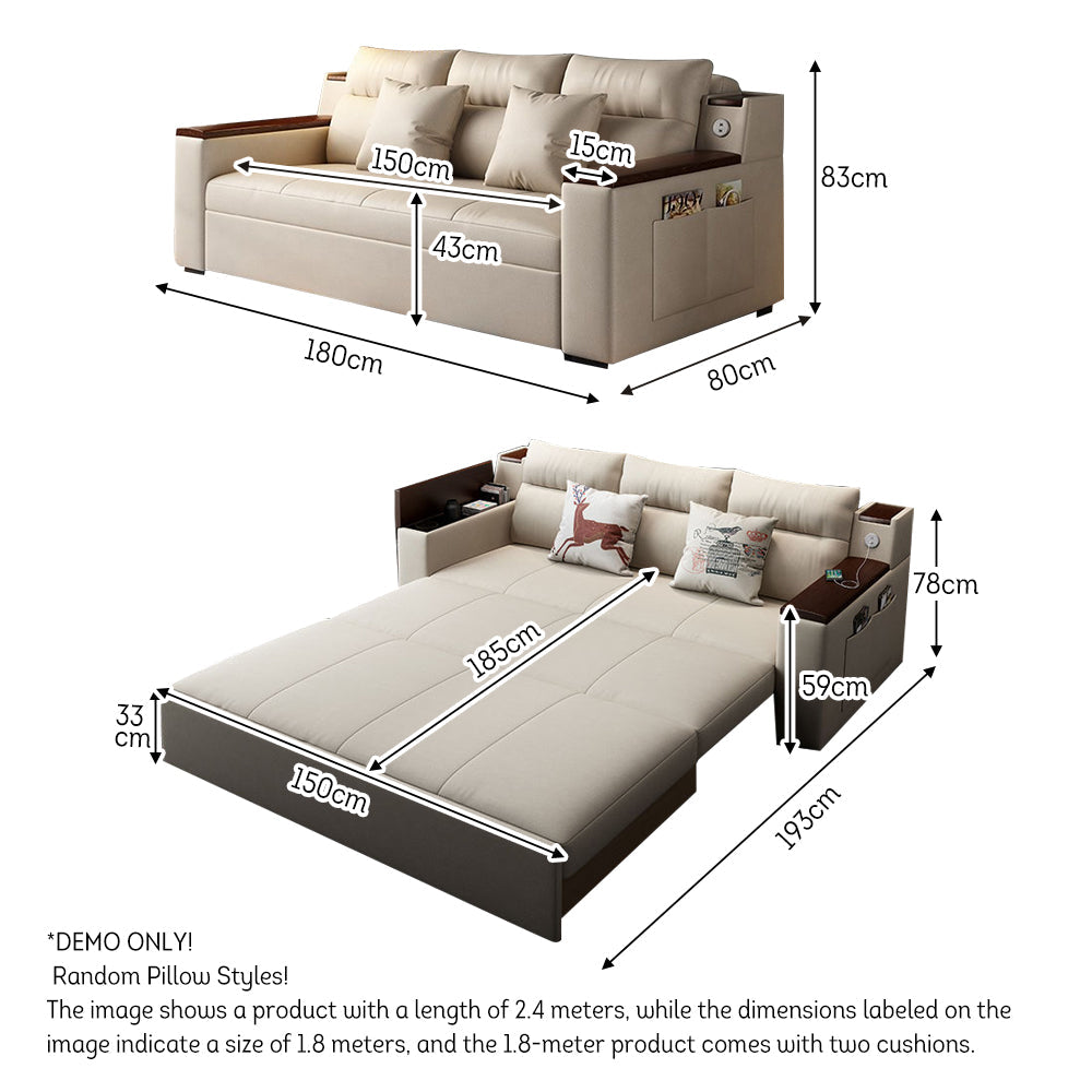 LUXORA 150/180/240cm Length Sponge Filling Sofa Bed w/ Storage Box