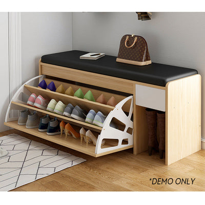 LIVARA 100cm Length Leather Seat Cushion Shoe Cabinet