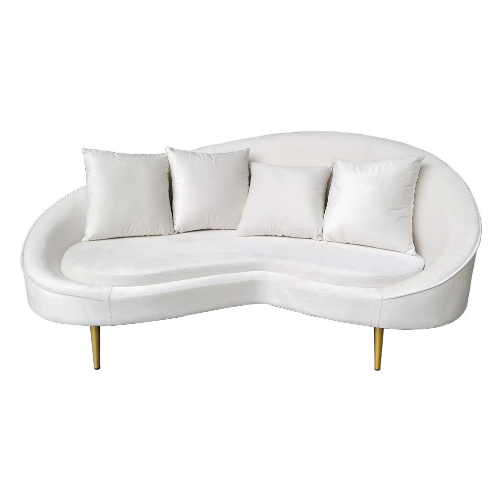 LIVARA Two-Seater Velvet Fabric Sofa (NOT MINI VERSION) - Beige