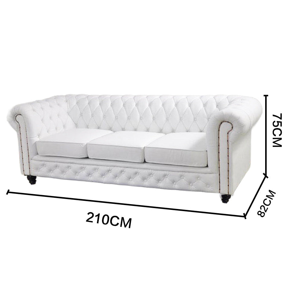 LIVARA 105/ 155/ 210CM PU Leather Sofa -White