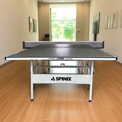 SPINIX 16mm Indoor Black Top Foldable Solo Play Table Tennis Pingpong Table-Bats Balls Net