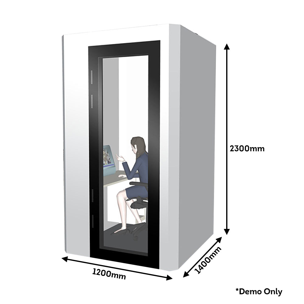 MODERA 1.2x1.4m Movable Soundproof Booth w/ Desk - White