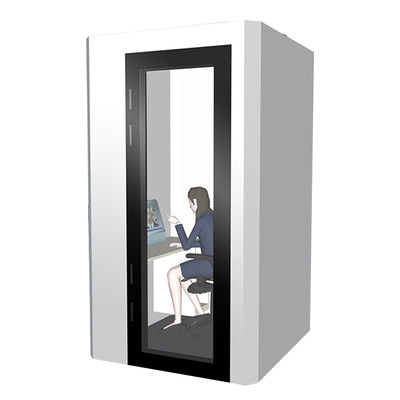 MODERA 1.2x1.4m Movable Soundproof Booth w/ Desk - White