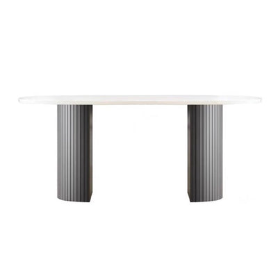 LIVARA Marble Tabletop Dinner Table Solid Wood Table Legs