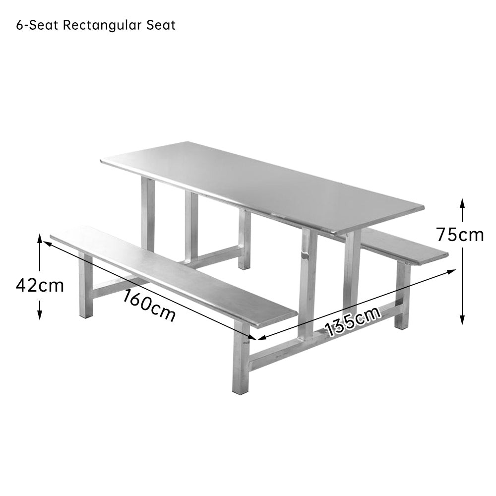 LIVARA Integrated Dinning Table&Chair Set Stainless Steel - Silver