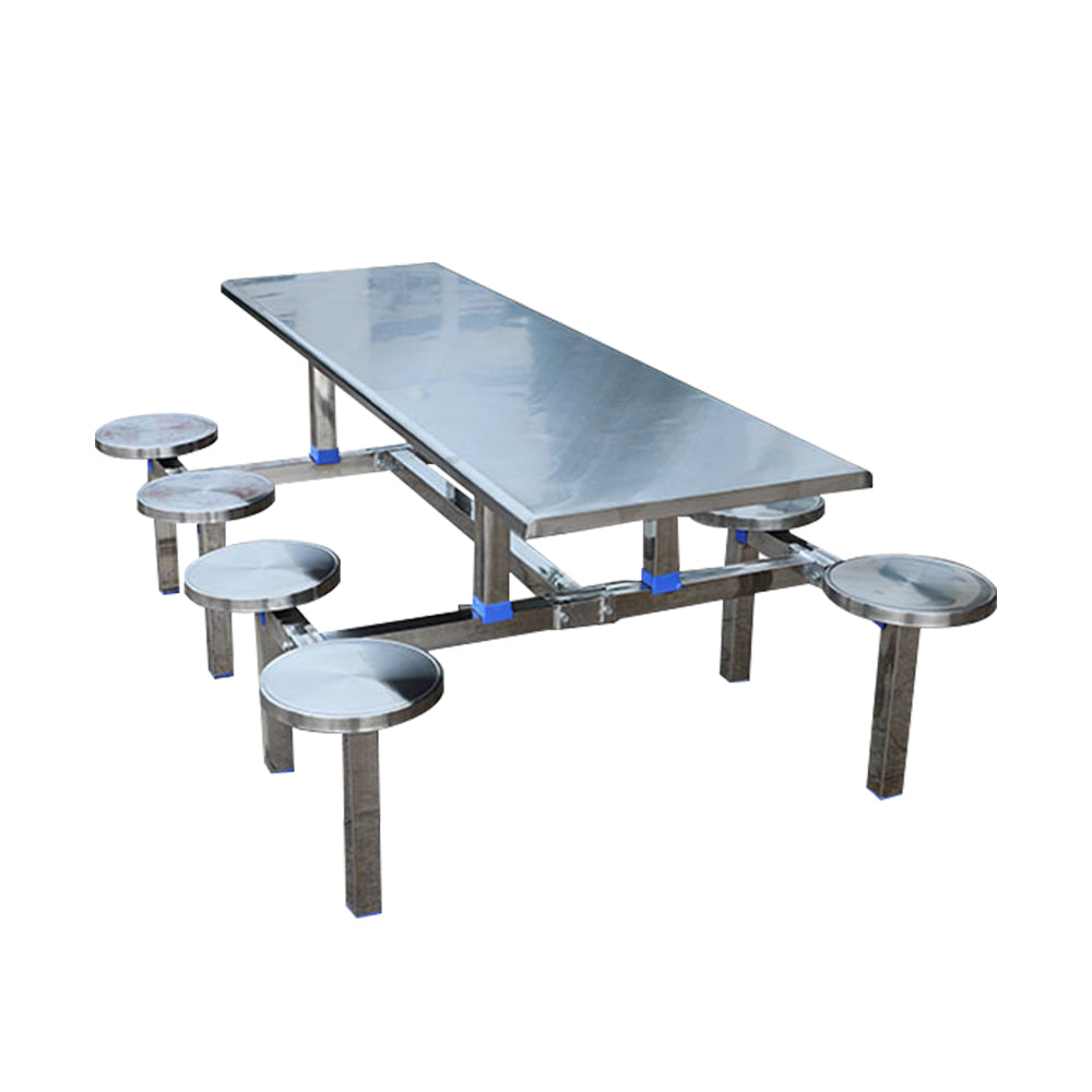 LIVARA Integrated Dinning Table&Chair Set Stainless Steel - Silver