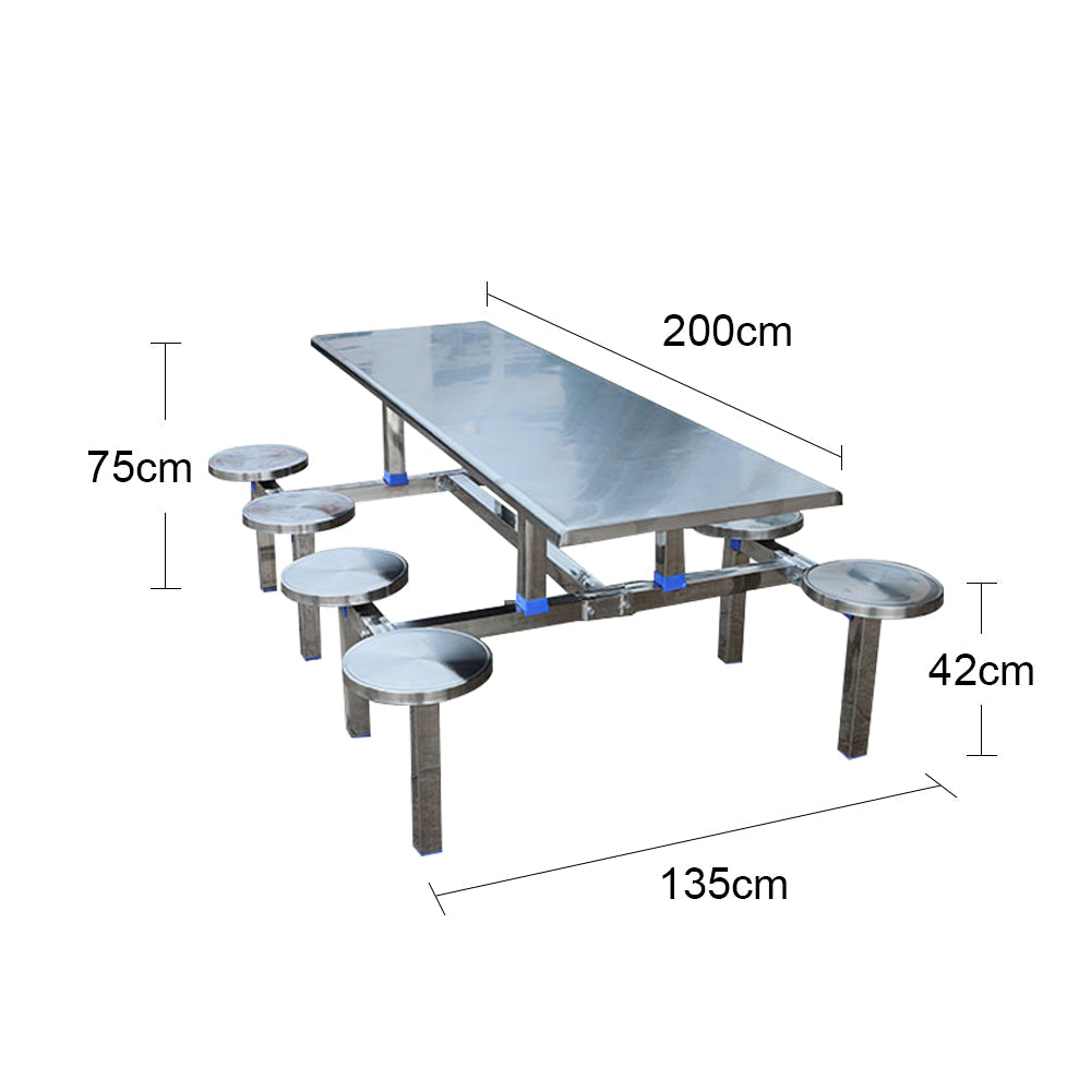 LIVARA Integrated Dinning Table&Chair Set Stainless Steel - Silver